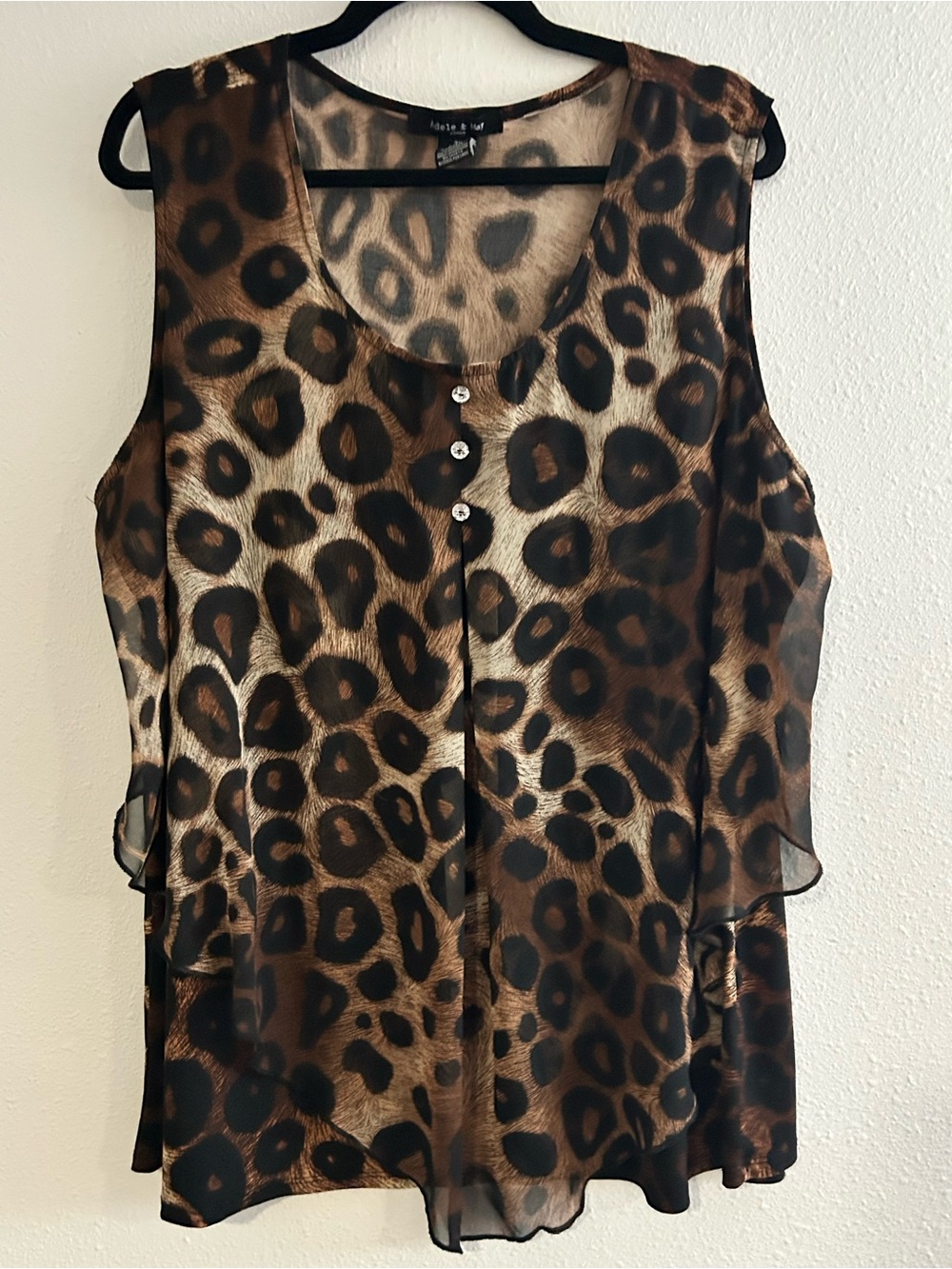 Adele & May Leopard-Print Sleeveless Camisole in Brown